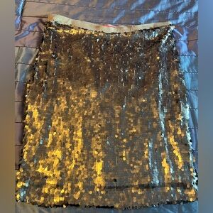 New York & Company Gold Sequin Mini Skirt
